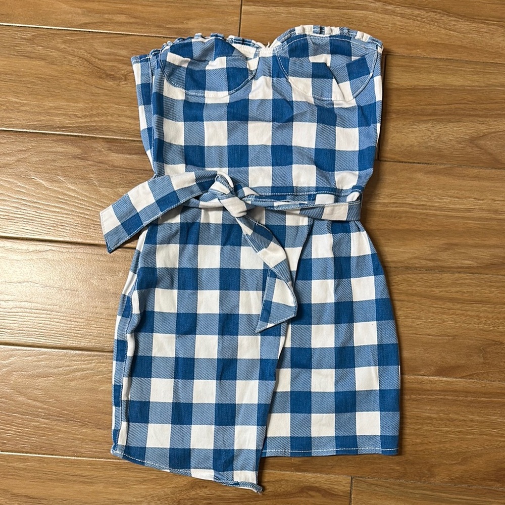 ASOS Blue and White Checkered Dress